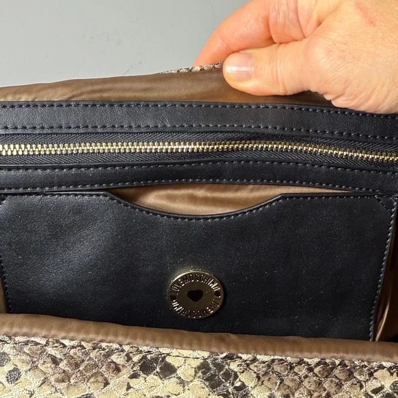 Love Moschino Brown and Cream Wool Snake Doctor Kelly Tote Satchel Bag - Picture 5 of 16